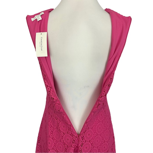 CHARTER CLUB | Pink Lace Sleeveless Fit & Flare A-Line Dress NWT - Picture 12 of 16